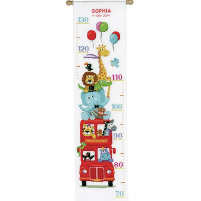 H/CHART FUNNY BUS - Counted Cross Stitch Kit: Height Chart: Funny Bus - Vervaco