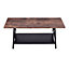 H&O 2 Tier Industrial Coffee Table with Storage Shelf and X Shape Metal Frame for Living Room Office