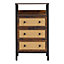 H&O 3 Drawer Rustic Rattan Storage Cabinet with Shelf