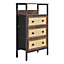 H&O 3 Drawer Rustic Rattan Storage Cabinet with Shelf