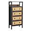 H&O 4 Drawer Rustic Rattan Storage Cabinet with Shelf