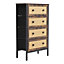 H&O 4 Drawer Rustic Rattan Storage Cabinet