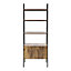 H&O 4 Shelves Industrial Style Wooden Bookshelf with Storage Cabinet