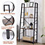 H&O 4 Tier Ladder Shelf Industrial Storage Shelves Freestanding Bookcase for Living Room Home Office 56cm W x 139cm H
