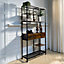 H&O 6 Tier Bookcase Tall Bookshelf with 2 Drawers Storage Rack with Metal Frame Display Unit for Living Room Office