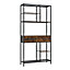 H&O 6 Tier Bookcase Tall Bookshelf with 2 Drawers Storage Rack with Metal Frame Display Unit for Living Room Office