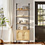 H&O Wooden Bookshelf with 2 Doors Rattan Cabinet 60cm W x 30cm D x 184cm H