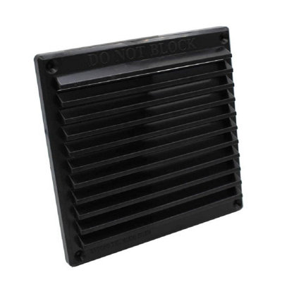 H-Smart Black Louvre Air Vent 6' x 6' Plastic Grille with Removable Flyscreen Cover