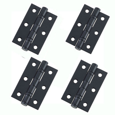 H10 3 inch (75mm) Ball Bearing Door Hinges, Matt Black, 2 Pairs - Handlestore