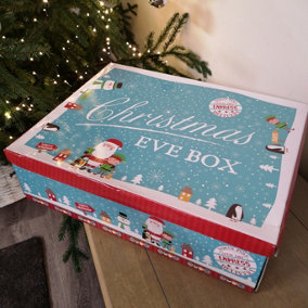 H13 x 45 x 34cm Flat Pack Cardboard Christmas Eve Box Cute Festive Character Design