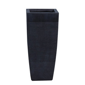 H1M Fibrecotta Tall Cube Planter In Charcoal By Primrose