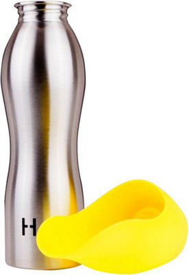 H2O4K9 Portable Dog Drinking Bottle Pet Water Bottle Stainless Steel Yellow Large