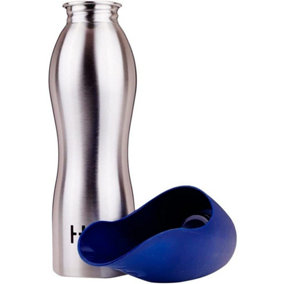 H2O4K9 Stainless Steel Dog Water Bottle and Travel Bowl Large 700 ml Deep Navy