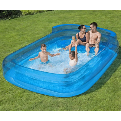 H2OGO Family Lounge Inflatable Pool with Bench Seat Cup Holders Large ...