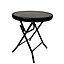 H46 x 40cm dia Round Black Glass Folding Garden Furniture Side Table