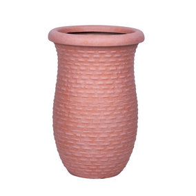 H70Cm Fibrecotta Tall Round Planter In Dust Pink By Primrose