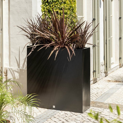 H90 x L90cm Tall Trough Fibreglass Planter in Matt Black - By Primrose™