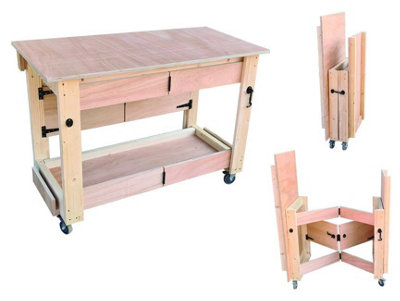 Habilis Folding Mobile Wooden Workbench