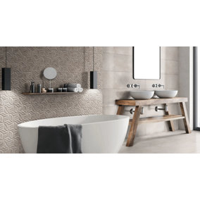 Habitat Ivy Ice 285mm x 330mm Ceramic Wall Tiles (Pack of 12 w/ Coverage of 0.86m2)