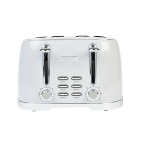 Haden Brighton Ash Grey Toaster - 4 Slice Electric Stainless-Steel Toaster with Reheat and Defrost Functions