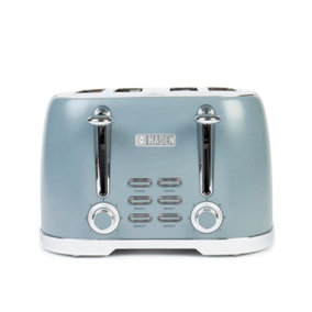 Haden Brighton Slate Grey Toaster - 4 Slice Electric Stainless-Steel Toaster with Reheat and Defrost Functions