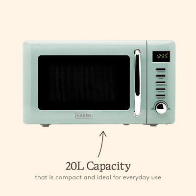 Haden Cotswold Sage Microwave - 20ltr Capacity, 800W, 60 Minute Timer, 5 Power Levels, Digital Controls