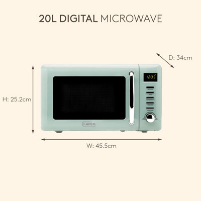 Haden Cotswold Sage Microwave - 20ltr Capacity, 800W, 60 Minute Timer, 5 Power Levels, Digital Controls