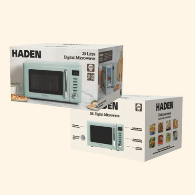 Haden Cotswold Sage Microwave - 20ltr Capacity, 800W, 60 Minute Timer, 5 Power Levels, Digital Controls