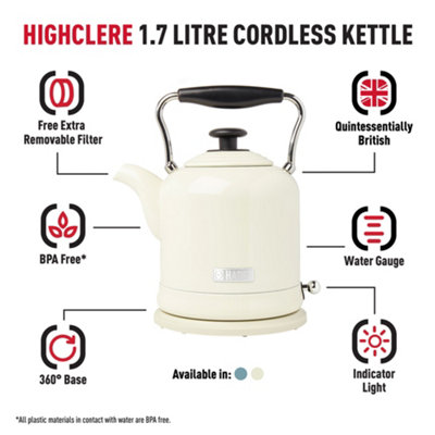 Haden Cream Highclere Cordless Kettle Traditional Electric Fast
