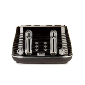 Haden Devon Black 4 Slice Toaster - 6 Browning Settings, Wide Slots,  Defrost, Reheat And Cancel Settings