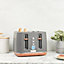 Haden Dorchester Matt Grey Toaster - 4 Slice Modern LCD Display Digital Toaster With Wood Effect Finish