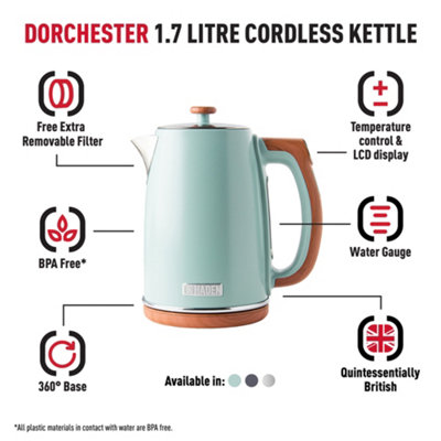 Haden Dorchester 10 Cup Coffee Maker & LCD Display - Stone Blue