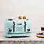 Haden Heritage Turquoise Toaster - 4 Slice Electric Stainless-Steel Toaster with Reheat and Defrost Functions
