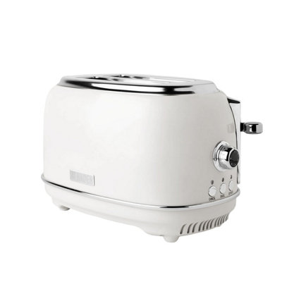 Haden Heritage White Toaster - 2 Slice Electric Stainless-Steel Toaster with Reheat and Defrost Functions