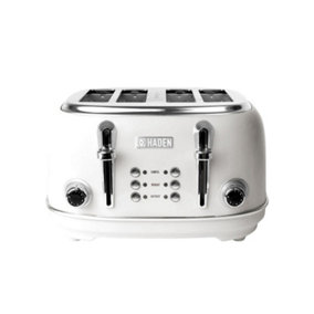 Haden Heritage White Toaster - 4 Slice Electric Stainless-Steel Toaster with Reheat and Defrost Functions