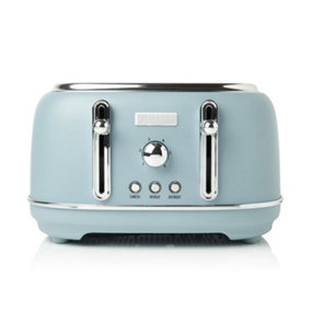 Haden Highclere Blue Toaster - 4 Slice Electric Stainless-Steel Toaster with Reheat and Defrost Functions - 1370-1630W