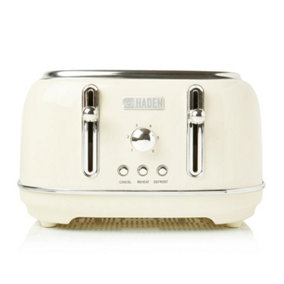 Haden Highclere Cream Toaster - 4 Slice Electric Stainless-Steel Toaster with Reheat and Defrost Functions