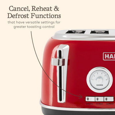 Haden Jersey Red Toaster - Retro Electric Stainless-Steel Toaster with ...