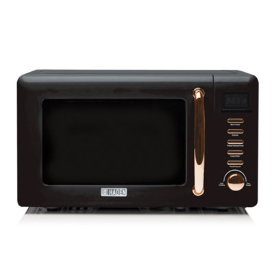 Haden Salcombe 800W Microwave Oven, 20L Capacity, with Defrost, Reheat, 5 Power Levels, Digital Timer, Black and Copper Design