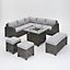 Hadley 5 Seater L Shape Garden Sofa Set with Fire Pit Table