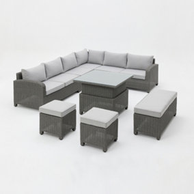 Hadley 6 Seater L Shape Garden Sofa Set with Rising Table