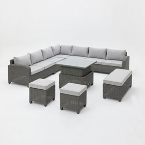 Hadley 7 Seater L Shape Garden Sofa Set with Rising Table