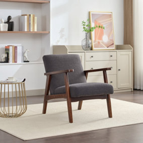 Hadley Boucle Fabric Accent Chair - Dark Grey