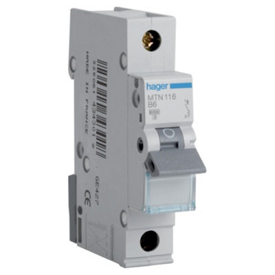 Hager MTN116 Miniature Circuit Breaker MCB Type B - 16 Amp