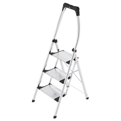 Hailo K100 Topline Aluminum Comfort Step Ladder - 3 Tread