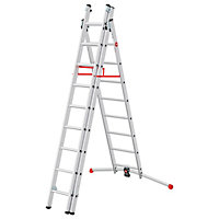 Hailo S100 ProfiLOT Pedal Adjustment Combination Ladder - 2 x 9 + 1 x 8 Rungs