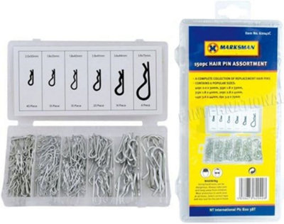 Toolzone 150-Piece Hair Pin Assortment (R Pins) – 6 Sizes For Machinery, Trailers & Equipment