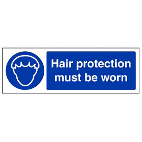 Hair Protection Must Be Worn Catering Sign - Adhesive Vinyl - 300x100mm (x3)
