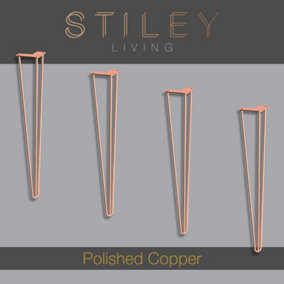 Hairpin Leg 710mm 3 Rod Polished Copper (Box Of 4)