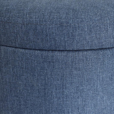 Hairpin leg storage stool in Blue Linen